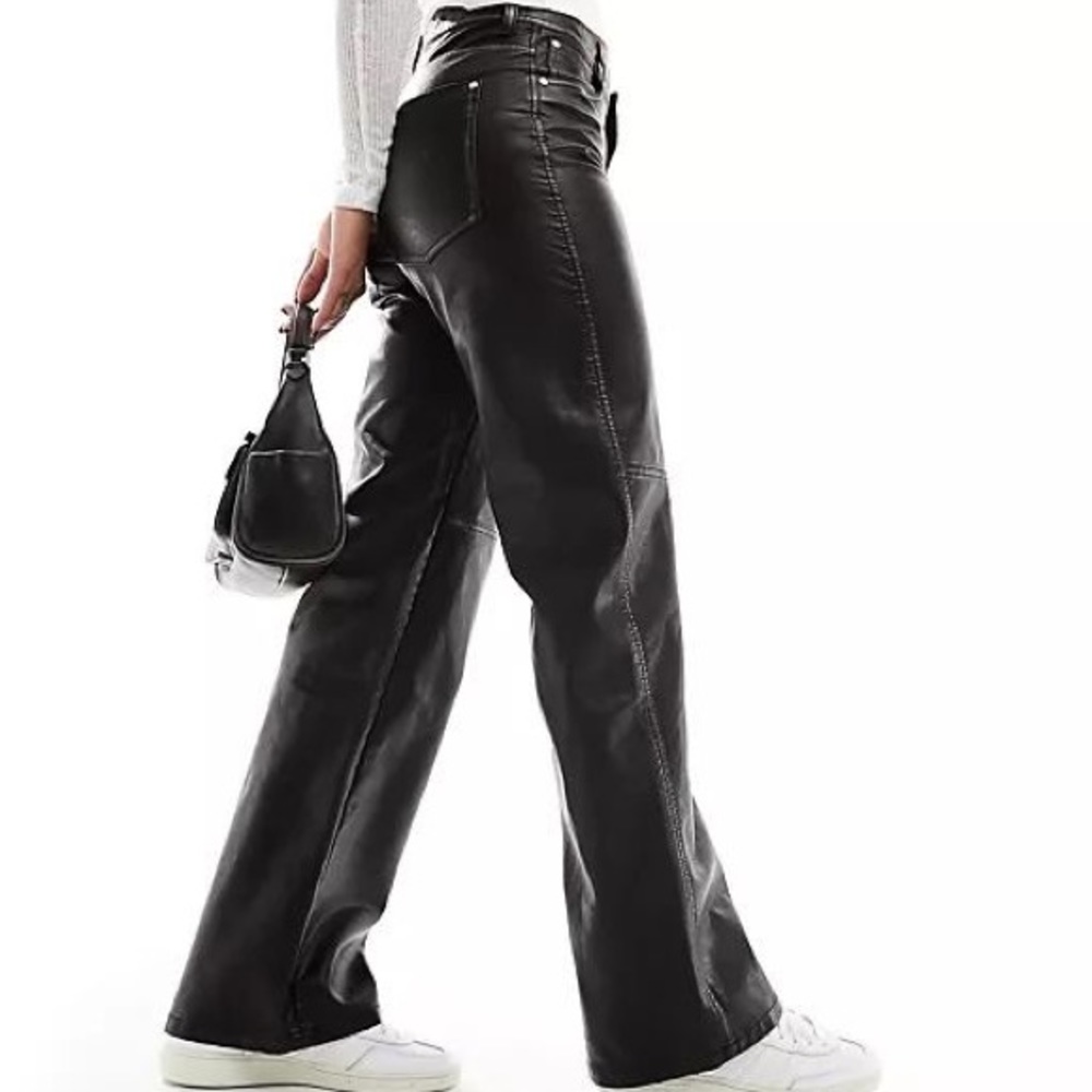 BERSKA STRAIGHT FAUX LEATHER PANTS